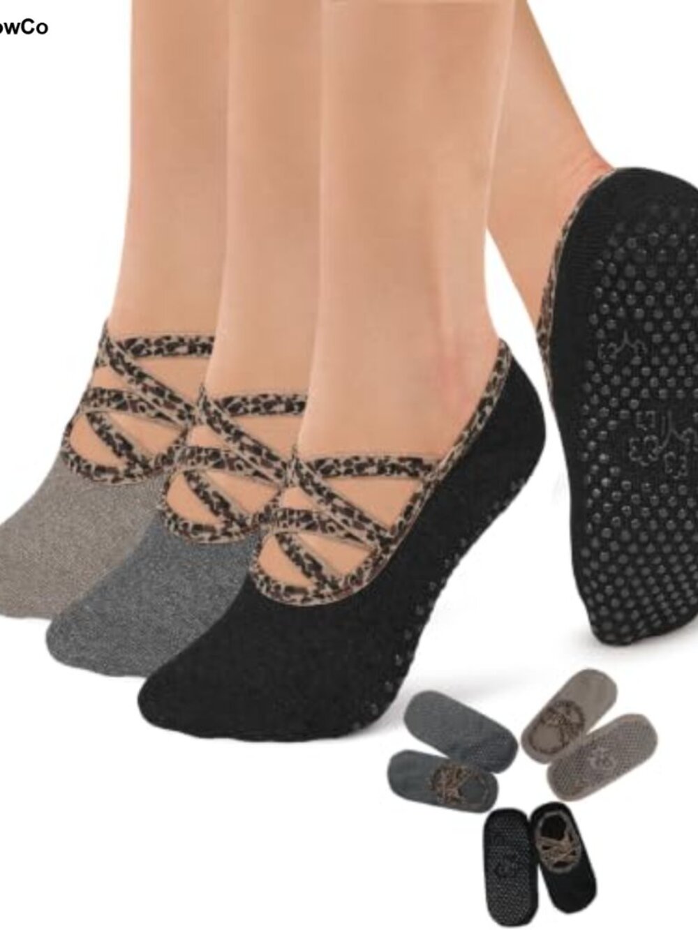 3 Pack Pilates Socks with Grips for Women Non Slip Yoga Barre Dance
